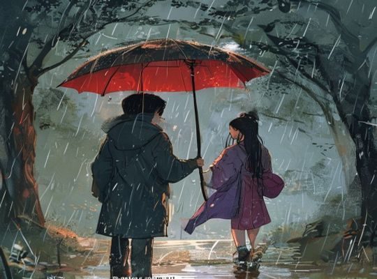 《无法拒绝的她》韩剧高甜名场面——男主在雨中为女主撑伞的浪漫画面